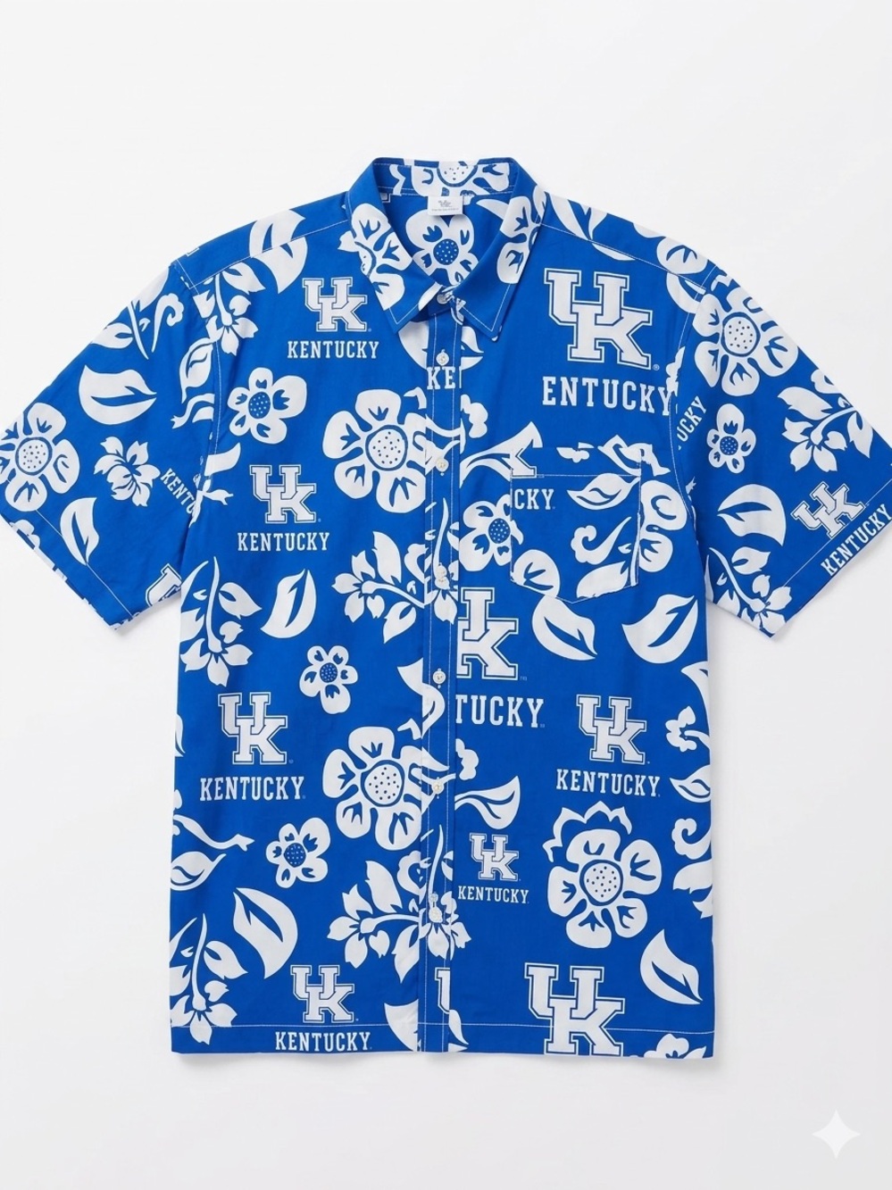 Kentucky Blue Floral Short-Sleeve Button-Down Shirt - Men’s XXL